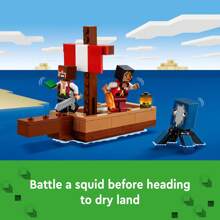 LEGO Aventura en el Barco Pirata, Juguete de barco con set de juego para niños que incluye figura de calamar, camello y piratas, set de construcción de juguete de piratas para juego de roles, regalo de para niños y niñas de 8 años, 21259 - 21259 - Ver 3