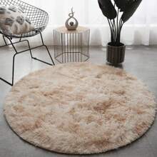 1 Piece Thick Round Soft Long Plush Decorative Rug Suitable For Bedroom, Living Room, Dorm, Children's Playroom, Nursery Decorative Mat, Circular Soft Shaggy Carpet Mat Various Colors 80cm Diameter - 米色 - 查看 1