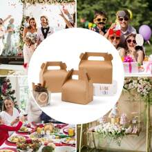 Set de 20 cajas de regalo de papel kraft blanco y marrón, cajas para pasteles, cajas para postres, cajas para recuerdos de fiestas, con posibilidad de impresión personalizada de logotipos y texto - Caqui - Ver 9