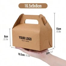 Set de 20 cajas de regalo de papel kraft blanco y marrón, cajas para pasteles, cajas para postres, cajas para recuerdos de fiestas, con posibilidad de impresión personalizada de logotipos y texto - Caqui - Ver 7