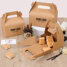 Set de 20 cajas de regalo de papel kraft blanco y marrón, cajas para pasteles, cajas para postres, cajas para recuerdos de fiestas, con posibilidad de impresión personalizada de logotipos y texto - Caqui - Ver 3