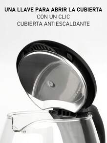 1000W Tetera electrica, Hervidor eléctrico de vidrio de 2.0 L, calentador de agua eléctrico inalámbrico con luz LED - Blanco - Ver 5