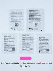 24片3D立体美甲贴纸，方形法式贴片，中号，镶嵌水钻和仿珍珠，亚克力材质，包含1瓶果冻胶和1把指甲锉，易于佩戴。这款3D立体美甲贴纸适合女性和女孩日常工作、节日、派对和其他场合。美甲用品 - 淺藍色 - 查看 4