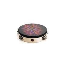 1 pieza Tambor Radiant Dov, Tambor de pandero de 8 pulgadas o 10 pulgadas de doble hilera de cascabeles para adultos, tambor manual de percusión, instrumento musical de percusión para juegos y fiestas - Multicolor - Ver 15