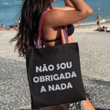 Ecobag 100% Cotton Black I AM NOT OBLIGED (Colorful) - màu đen - Xem 1