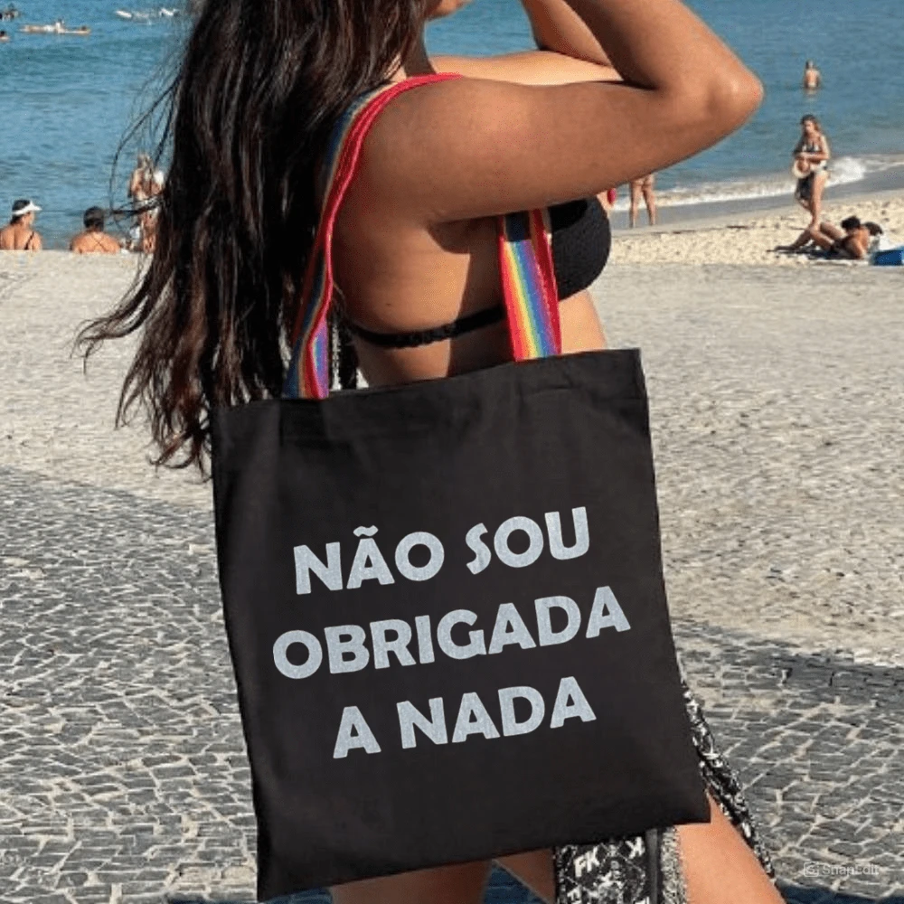 Ecobag 100% Cotton Black I AM NOT OBLIGED (Colorful) - màu đen - Xem 1