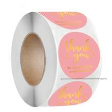 1 Rolo com 500 Peças de Adesivos Redondos de Papel Laminado Agradecimento, Etiquetas Autocolantes para Decorações de Feriados, Adesivos de Embalagem de Artesanato Feito à Mão para o Dia dos Namorados
