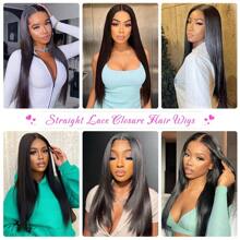 Glueless HD Lace Front Wigs Human Hair Pre Plucked Bleached Knots With Baby Hair 180 Density 4x4 Straight Lace Closure Wigs For Women Natural Black Color - Natural & Black - View 6