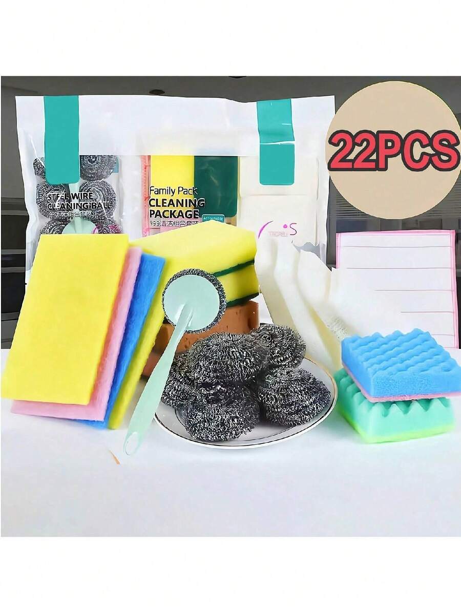 22pcs/Set Household & Mom's Kitchen Cleaning Kit, Including Dish Wash