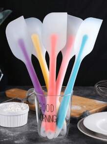 1pc FDA Integrated Semi-Transparent Silicone Scraper Large Semi-Transparent Scraper Cake Spatula Cream Mixing Knife Small Scraper - Orange - View 1