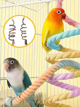 1pc Rope Ring Hanging Toy For Parrots, Expandable Spiral Climbing Rope Perch, Suitable For Decorating Bird Cages & Playtime For Small Pets