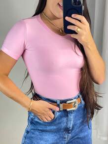 Cropped Basic Blouse Short Sleeve Women's Kit With 6 - 彩色 - 查看 3