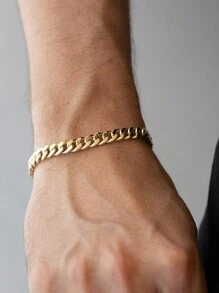 1 pezzo Braccialetto catena in acciaio inossidabile dorato, accessorio di gioielleria personalizzato stile hip-hop da uomo