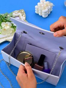 1 chiếc túi đeo vai đính sequin lấp lánh, tinh tế, sang trọng, thời trang, sang trọng, lấp lánh, túi buổi tối quyến rũ có chi tiết xoắn - Bạc - Xem 2