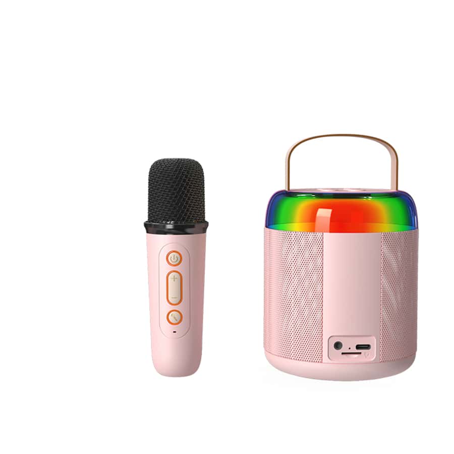 basix Máy Karaoke Mini, Loa Di Động Có Micro Không Dây Và Đèn LED, Đồ Chơi Micro Karaoke, Quà Tặng Giáng Sinh, Halloween - Hồng - Xem 1
