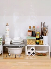 1 Piece Of Layered Shoe Rack, Kitchen Space Saving Shelf, Family Living Room, Dormitory Plastic Shoes, Slippers, Retractable Storage Rack