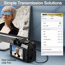 NBD 48MP 4K Video Camera, 3.0" Flip Screen Vlog Camera, Wide Angle Lens, 16X Digital Zoom Photography Camera (Black) - Black - View 4