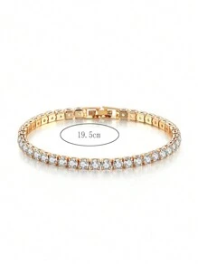 Fashionable and Popular Men Cubic Zirconia Decor Bracelet Copper for Jewelry Gift and for a Stylish Look - Yellow Gold - View 5