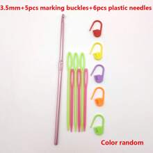 14/20 pièces set de crochets en aluminium, taille 2 mm-10 mm, comprend crochets, ciseaux à laine, marqueurs, aiguilles en plastique, couleurs aléatoires, idéal pour les débutants, outils de tricot