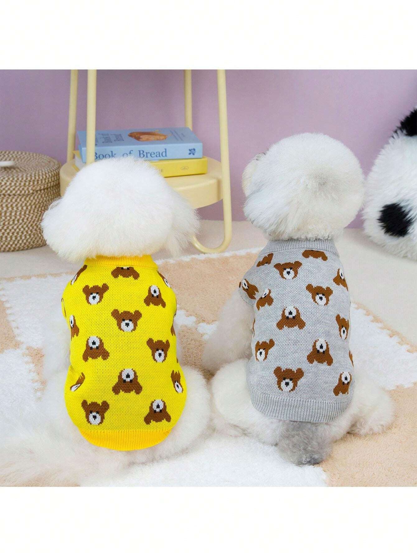 Autumn/Winter Pet Dog Clothes Cartoon Bear Knit Sweater Warm Knitwear