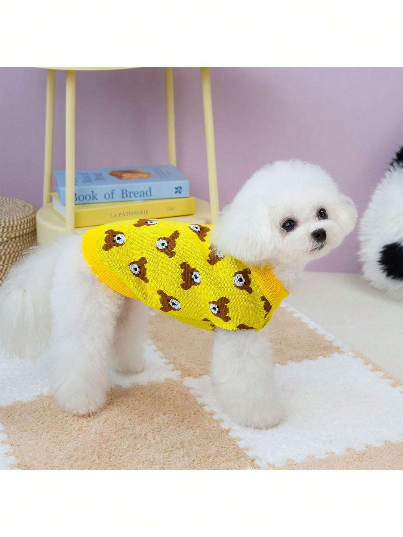 Autumn/Winter Pet Dog Clothes Cartoon Bear Knit Sweater Warm Knitwear