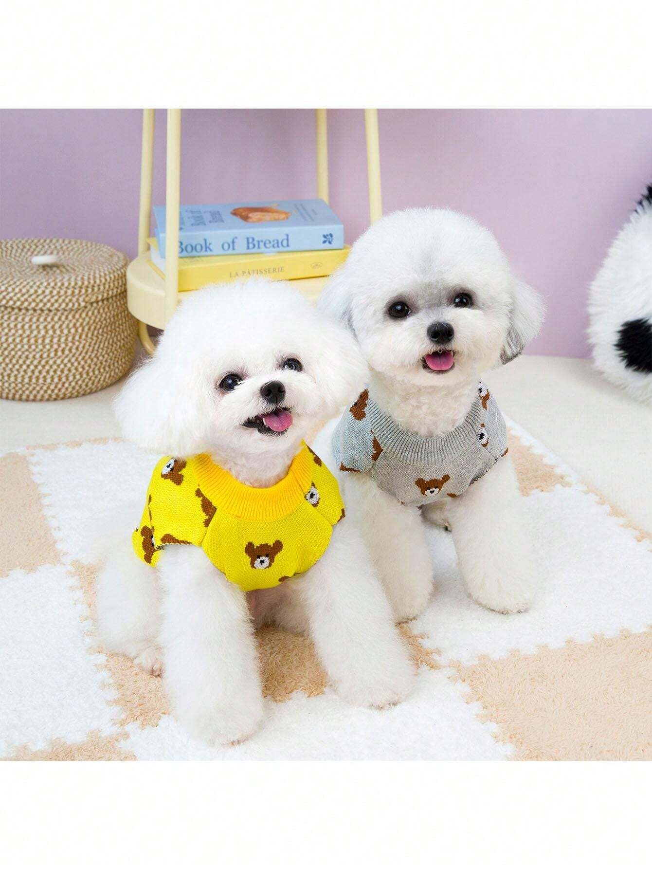 Autumn/Winter Pet Dog Clothes Cartoon Bear Knit Sweater Warm Knitwear
