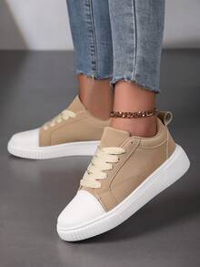 Giày thể thao thường ngày mới cho nữ, giày trượt ván, giày chạy bộ chống trượt - Màu Khaki - Xem 3