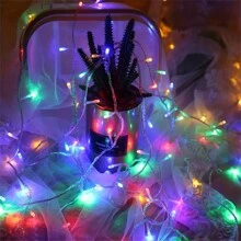 1 pieza Guirnalda de luces LED de hadas a prueba de agua para el hogar, jardín, bodas y decoraciones festivas - Funciona con batería para Halloween y Navidad
