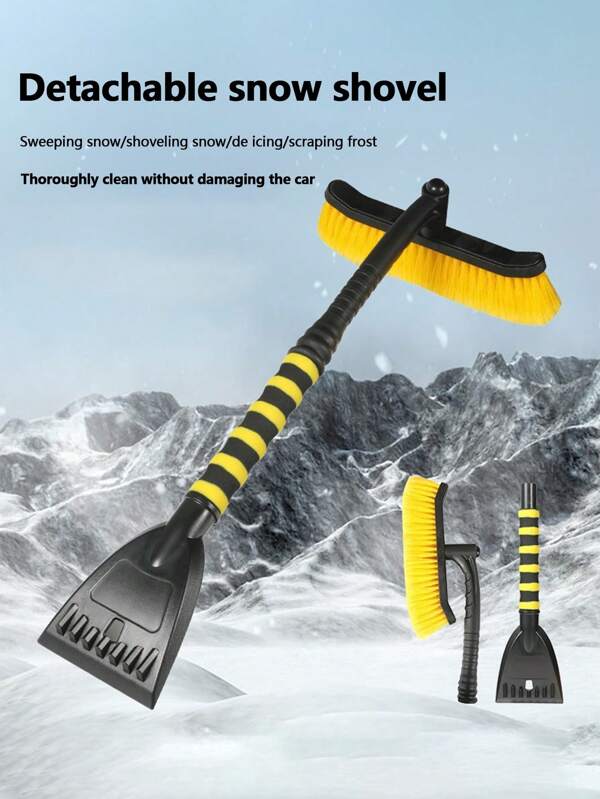 1 pièce Pelle à neige pour voiture, grattoir à glace multifonction extensible avec brosse, pelle à neige montée sur voiture
