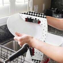 2 件装圣诞餐巾，柔软吸水指尖毛巾，带有雪人、圣诞树和格子图案，季节性节日装饰毛巾套装，冬季装饰，圣诞装饰，厨房毛巾手巾茶巾家居装饰 - 白色 - 查看 5