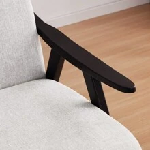 Accent Chair With Ottoman, Upholstered Mid Century Chair And Footrest, Solid Wood Arm Chair, Living Room Chairs And Ottoman Set, Grey