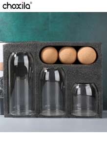 choxila 1 件玻璃咖啡罐储物罐茶叶罐密封软木玻璃罐咖啡豆干果储存罐返校 - 木球塞豆罐 - 查看 10