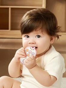 2个卡通企鹅挤压减压牙胶和熊游戏控制器牙胶 - 适合6-12个月宝宝的益智趣味咀嚼玩具 - 彩色 - 查看 3