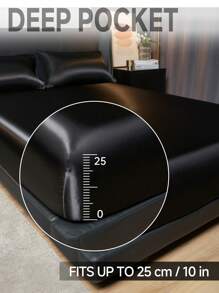 1pc Satin Fitted Sheet, Mattress Cover, Luxuriously Mattress Protector, Ultra Soft And Breathable Protector Cover, Fits King, Twin, Full, Queen Size Bed, With Deep Pocket, Silky Smooth, Anti-Wrinkle, Machine Washable