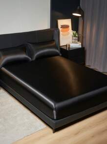 1pc Satin Fitted Sheet, Mattress Cover, Luxuriously Mattress Protector, Ultra Soft And Breathable Protector Cover, Fits King, Twin, Full, Queen Size Bed, With Deep Pocket, Silky Smooth, Anti-Wrinkle, Machine Washable