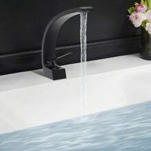 Faucet Washbasin Washbasin Faucet Single Lever Mixer Waterfall Bathroom Faucet Black - 黑色 - 查看 3