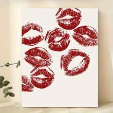 1pc Modern Pink Style Canvas Poster, Disco Ball Canvas Art Wall Decoration, Sexy Lips And Ball Oil Painting Printing, Ideal Decoration For Living Room, Bedroom, Bar And Party, With Wooden Framed, Wall Art - 04 - View 2
