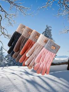 1 chiếc, Găng tay len Alpaca dày ấm áp mùa thu và mùa đông, Găng tay đan màn hình cảm ứng, Găng tay đan màn hình cảm ứng năm ngón tay mới cho xe đạp, Găng tay len ấm áp lạnh dày cho người lớn và thanh thiếu niên, Quà tặng Giáng sinh - Nhiều màu - Xem 13