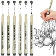 6/9/12pcs Drawing Pen Set With Black Ink, Fine Liner Pens Suitable For Sketching, Cartoon Drawing, Art Painting Back To School