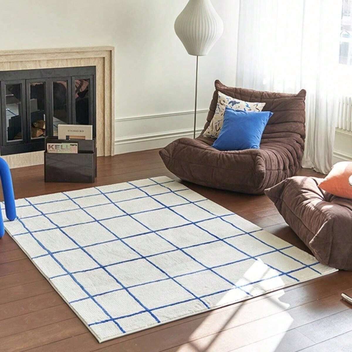 1pc Modern Simple Plaid Area Rug, Suitable For Living Room, Bedroom