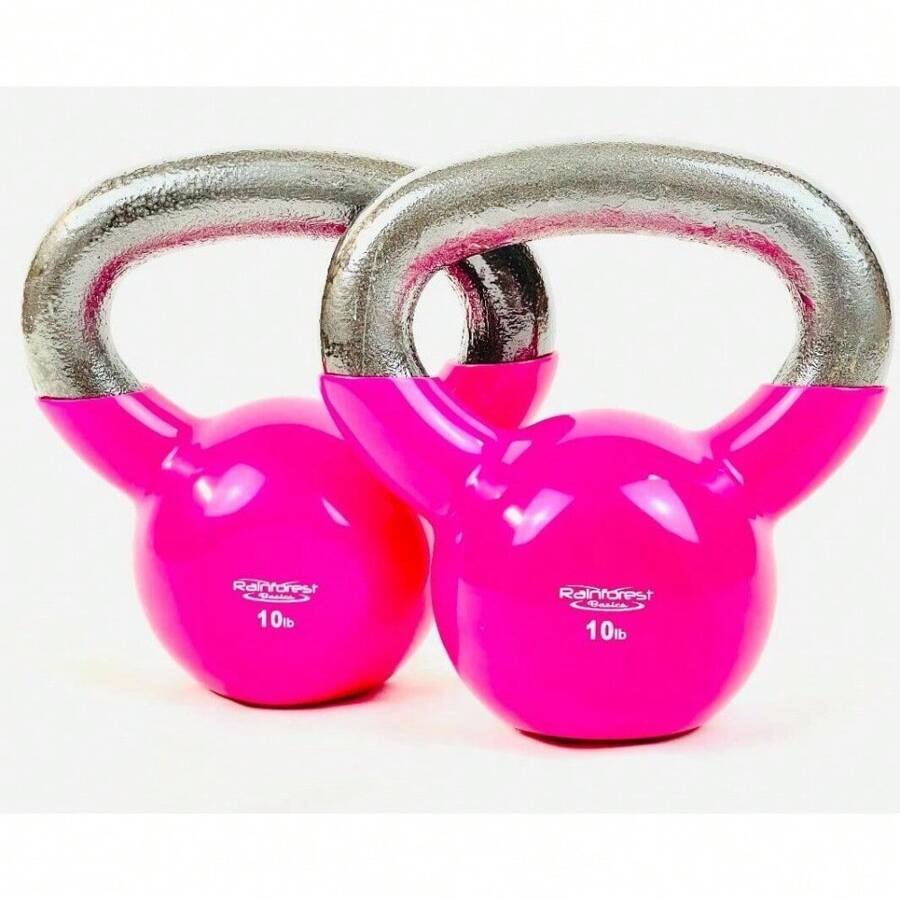 Set Of Rainforest Basics Vinyl Coated Cast Iron Kettlebell Weight 20LB