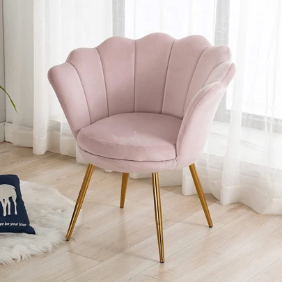 WAHSON OFFICE CHAIRS 1PC Wahson Velvet Accent Chair For Bedroom With Gold Plating Metal Legs, Leisure Armchair For Living Room/Cafe/Vanity, Vanity Chair In Furniture, Desk Chair And Dressing Table Chair Room Decor Bedroom