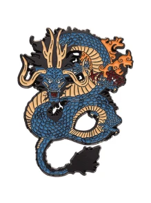 1 龙图腾鱼鳞纹徽章卡通复古街头锌合金胸针四季衣服背包别针金属配饰 - 彩色 - 查看 2