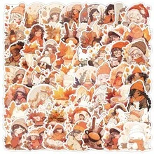 50 张卡通秋叶贴纸，适用于笔记本电脑水瓶、吉他、自行车、汽车、摩托车保险杠、行李箱、滑板涂鸦的乙烯基贴纸，可爱贴花，是送给儿童、青少年、男士、女士的最佳礼物。 - 彩色 - 查看 3