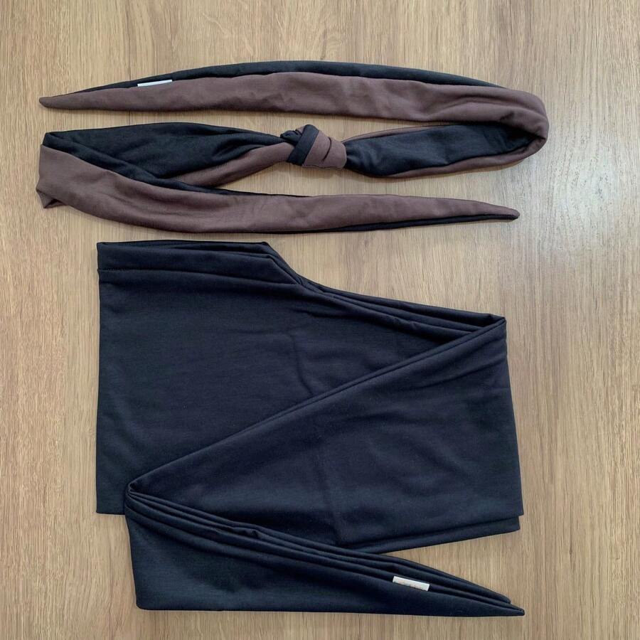 Black Turban + Knot Headband In Desired Color With Black Fabric Turban Scarf Cap Chemotherapy Alopecia Bald Headband Comfortable Light Elegant - 查看 1