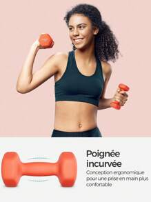 SONGMICS Lot de 2 Haltères,2 x 1 kg,Hexagonaux, pour Salle de Sport, Domicile, Orange - Corail - Voir 2