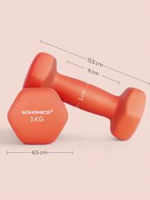 SONGMICS Lot de 2 Haltères,2 x 1 kg,Hexagonaux, pour Salle de Sport, Domicile, Orange - Corail - Voir 4