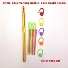 14/20 pièces set de crochets en aluminium, taille 2 mm-10 mm, comprend crochets, ciseaux à laine, marqueurs, aiguilles en plastique, couleurs aléatoires, idéal pour les débutants, outils de tricot