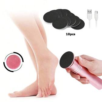 Cordless Electric Foot File, Rechargeable Handheld Foot Callus Remover, 10pcs Sanding Papers, Multi-Functional Personal Foot Grinder, Suitable For Men & Women To Remove Thick, Hard Calluses And Cracked Heels