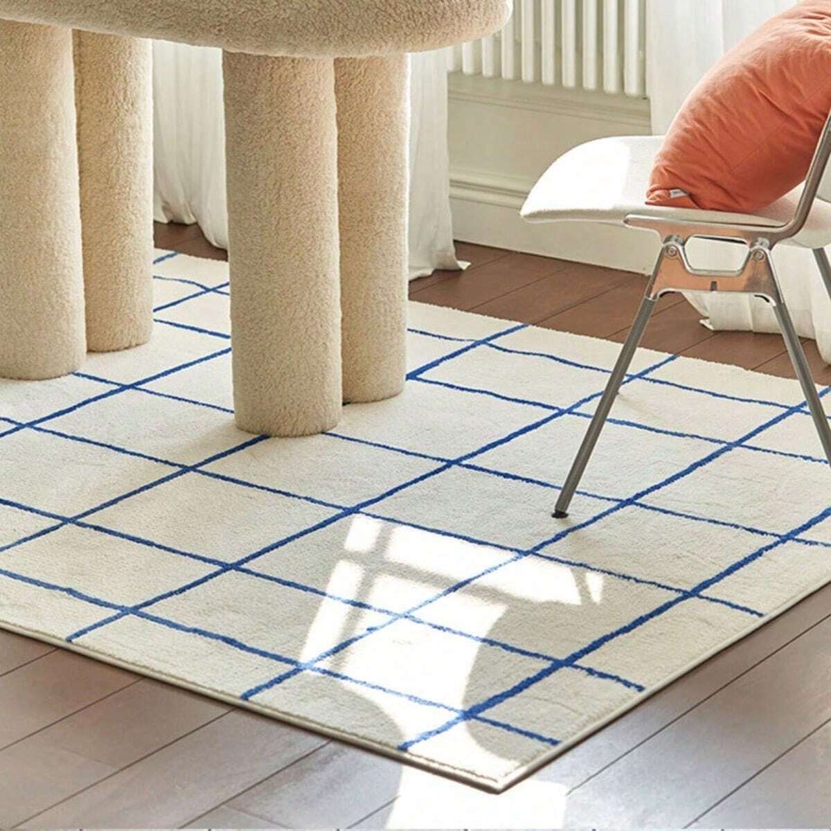 1pc Modern Simple Plaid Area Rug, Suitable For Living Room, Bedroom